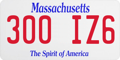 MA license plate 300IZ6