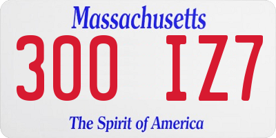 MA license plate 300IZ7