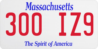 MA license plate 300IZ9
