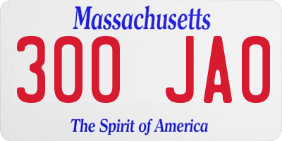 MA license plate 300JA0