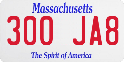 MA license plate 300JA8