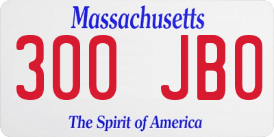 MA license plate 300JB0
