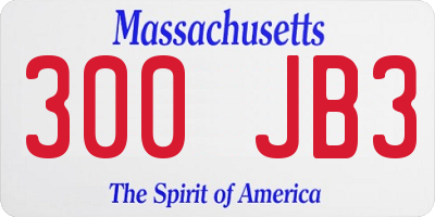 MA license plate 300JB3