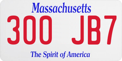MA license plate 300JB7