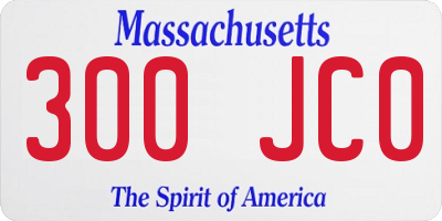 MA license plate 300JC0