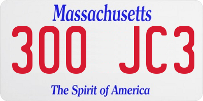 MA license plate 300JC3