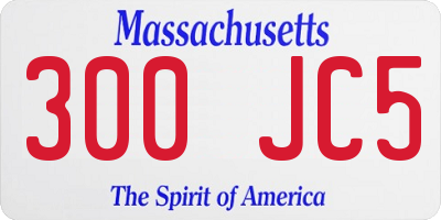 MA license plate 300JC5