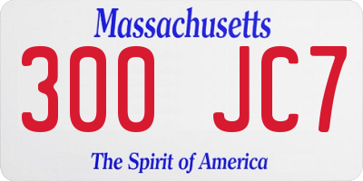 MA license plate 300JC7
