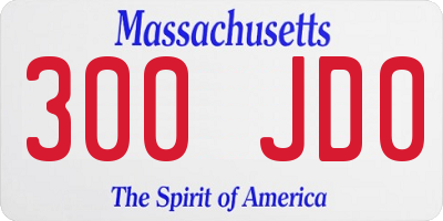 MA license plate 300JD0