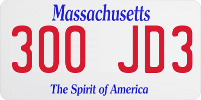 MA license plate 300JD3