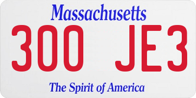 MA license plate 300JE3