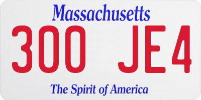 MA license plate 300JE4