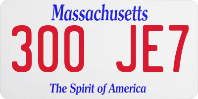 MA license plate 300JE7