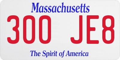 MA license plate 300JE8