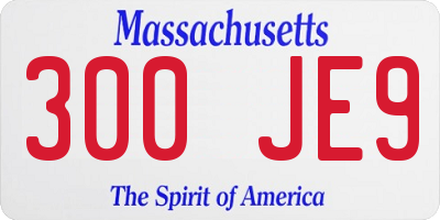 MA license plate 300JE9