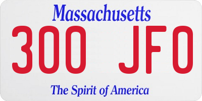 MA license plate 300JF0