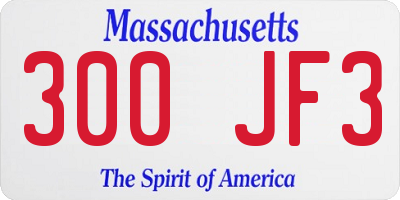 MA license plate 300JF3