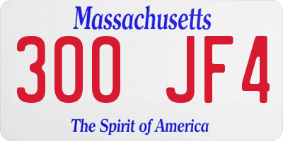 MA license plate 300JF4