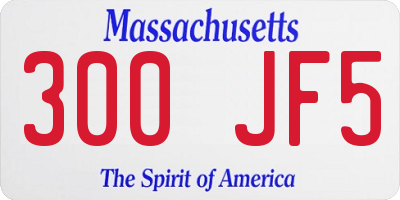 MA license plate 300JF5