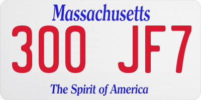 MA license plate 300JF7