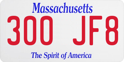 MA license plate 300JF8