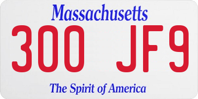 MA license plate 300JF9