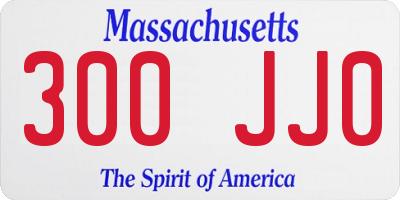 MA license plate 300JJ0