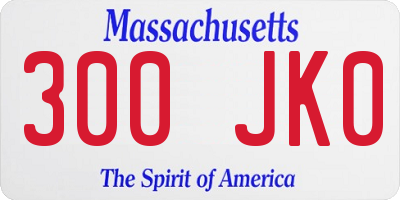 MA license plate 300JK0