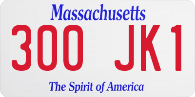 MA license plate 300JK1
