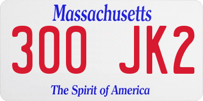 MA license plate 300JK2