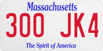 MA license plate 300JK4