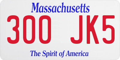 MA license plate 300JK5
