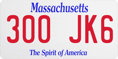 MA license plate 300JK6