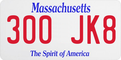 MA license plate 300JK8