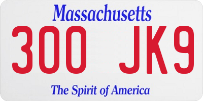 MA license plate 300JK9