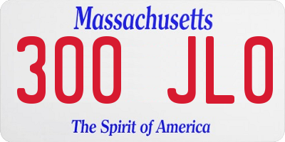 MA license plate 300JL0