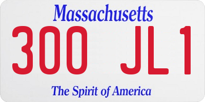 MA license plate 300JL1