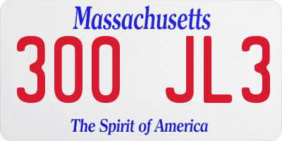 MA license plate 300JL3