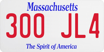 MA license plate 300JL4