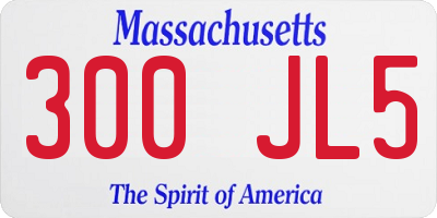 MA license plate 300JL5