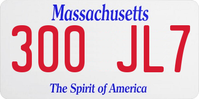 MA license plate 300JL7