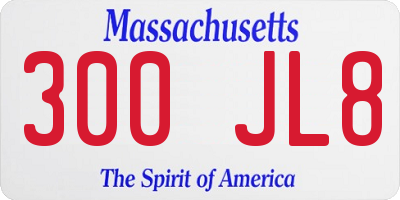 MA license plate 300JL8