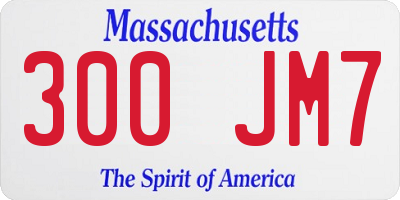 MA license plate 300JM7