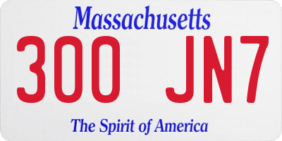 MA license plate 300JN7
