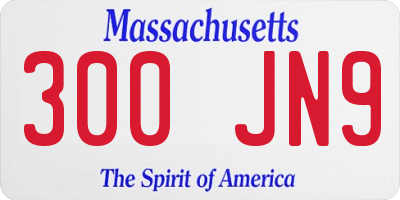 MA license plate 300JN9