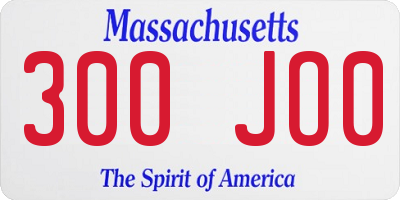 MA license plate 300JO0