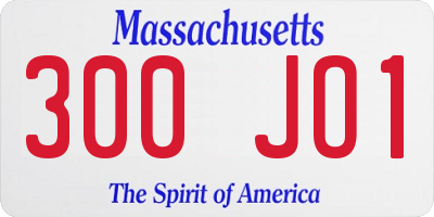 MA license plate 300JO1