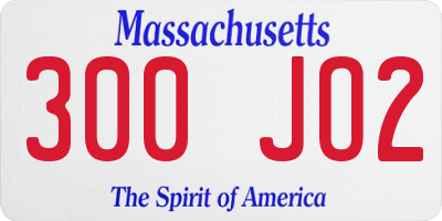 MA license plate 300JO2