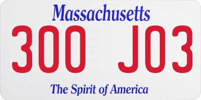 MA license plate 300JO3