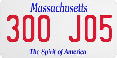 MA license plate 300JO5